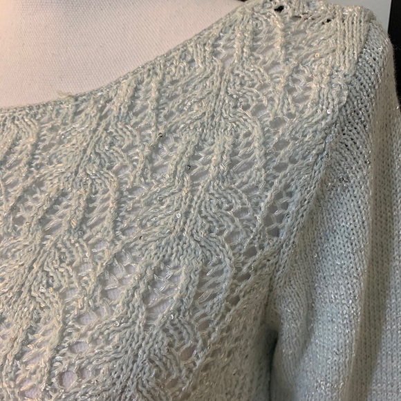 Preswick & Moore Blue Sequin Knit Sweater - Picture 3 of 9